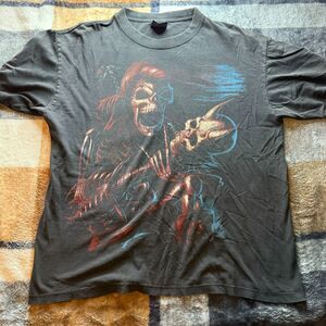 Faded Vintage Meduza Band Tee Skull Rock 1990s Y2K Sz L 100% Cotton